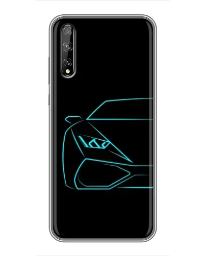 Чехол для Huawei P Smart Pro с картинкой «Голубой силуэт Lamborghini»