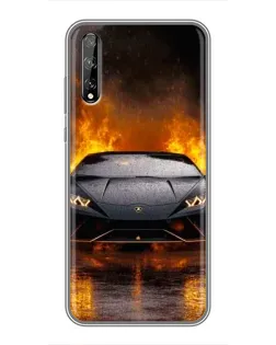 Чехол для Huawei P Smart Pro с картинкой «Lamborghini в огне»