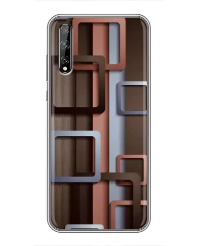 Чехол для Huawei P Smart Pro с картинкой «Коричневые объемные квадраты»
