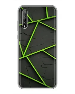 Чехол для Huawei P Smart Pro с картинкой «Зеленые геометрические линии»