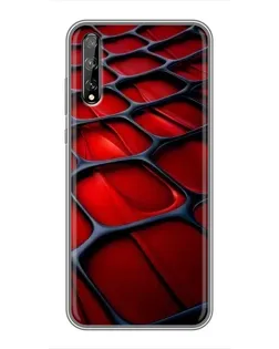 Чехол для Huawei P Smart Pro с картинкой «Красная глянцевая сетка»