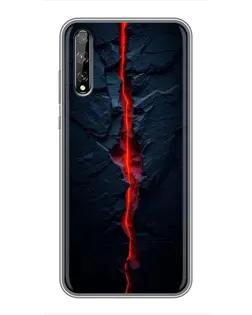 Чехол для Huawei P Smart Pro с картинкой «Kрасная лавовая трещина»