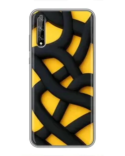 Чехол для Huawei P Smart Pro с картинкой «Черное желтое переплетение»