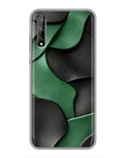 Чехол для Huawei P Smart Pro с картинкой «Зеленые кожаные волны»