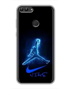 Чехол для Huawei P Smart (Enjoy 7s, FIG-LA1) с картинкой «Jordan Neon Blue»