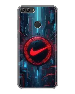 Чехол для Huawei P Smart (Enjoy 7s, FIG-LA1) с картинкой «Техногенный стиль Nike»