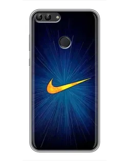 Чехол для Huawei P Smart (Enjoy 7s, FIG-LA1) с картинкой «Синий пульс Nike»