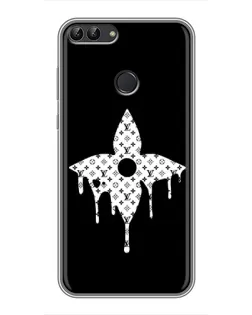 Чехол для Huawei P Smart (Enjoy 7s, FIG-LA1) с картинкой «Цветочная монограмма»