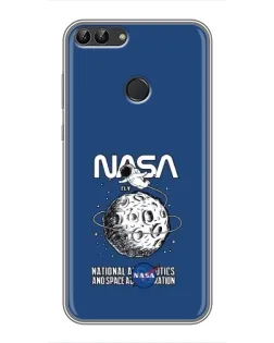 Чехол для Huawei P Smart (Enjoy 7s, FIG-LA1) с картинкой «NASA — лунная миссия»