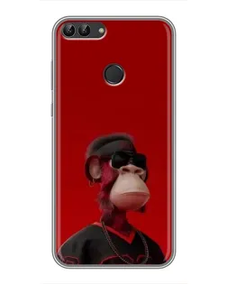 Чохол для Huawei P Smart (Enjoy 7s, FIG-LA1) з картинкою «Bored Ape в червоному»