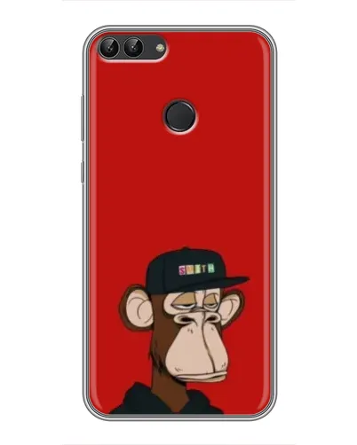 Чохол для Huawei P Smart (Enjoy 7s, FIG-LA1) з картинкою «Bored Ape — червоний фон»