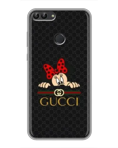 Чехол для Huawei P Smart (Enjoy 7s, FIG-LA1) с картинкой «Минни Маус Gucci — черный»