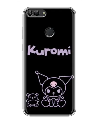Чехол для Huawei P Smart (Enjoy 7s, FIG-LA1) с картинкой «Kuromi — черный минимализм»