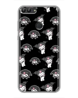 Чехол для Huawei P Smart (Enjoy 7s, FIG-LA1) с картинкой «Черный паттерн Kuromi»