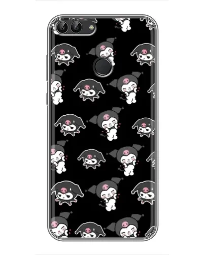 Чехол для Huawei P Smart (Enjoy 7s, FIG-LA1) с картинкой «Черный паттерн Kuromi»
