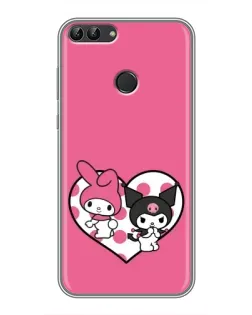 Чехол для Huawei P Smart (Enjoy 7s, FIG-LA1) с картинкой «Kuromi и My Melody»