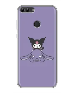 Чехол для Huawei P Smart (Enjoy 7s, FIG-LA1) с картинкой «Kuromi на лиловом фоне»