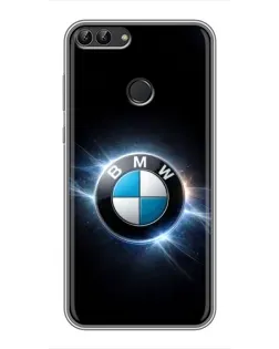 Чехол для Huawei P Smart (Enjoy 7s, FIG-LA1) с картинкой «BMW — неоновое сияние»
