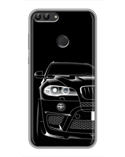 Чехол для Huawei P Smart (Enjoy 7s, FIG-LA1) с картинкой «Темный силуэт BMW»