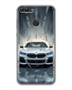 Чехол для Huawei P Smart (Enjoy 7s, FIG-LA1) с картинкой «BMW в свете фар»