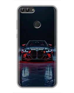 Чехол для Huawei P Smart (Enjoy 7s, FIG-LA1) с картинкой «BMW на мокрой дороге»