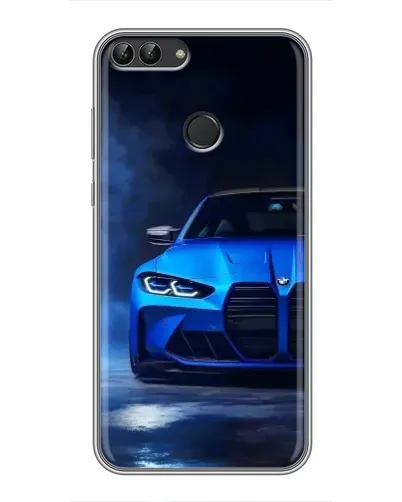 Чехол для Huawei P Smart (Enjoy 7s, FIG-LA1) с картинкой «Голубая BMW M4»