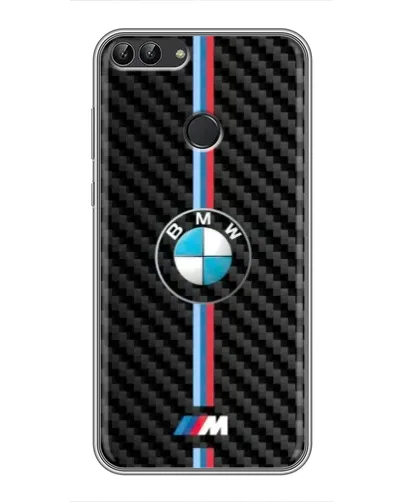 Чехол для Huawei P Smart (Enjoy 7s, FIG-LA1) с картинкой «Эмблема BMW и карбон»