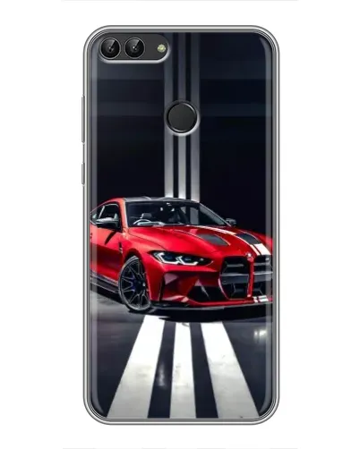 Чехол для Huawei P Smart (Enjoy 7s, FIG-LA1) с картинкой «Красная BMW на дороге»