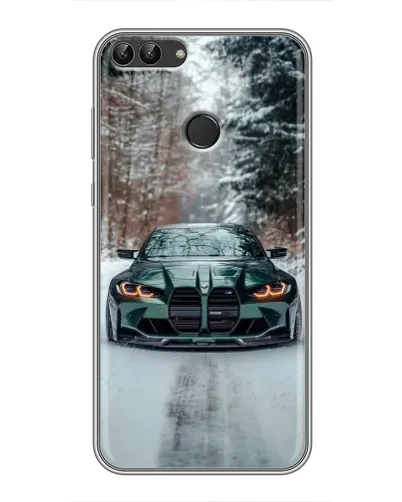 Чехол для Huawei P Smart (Enjoy 7s, FIG-LA1) с картинкой «BMW в зимнем лесу»