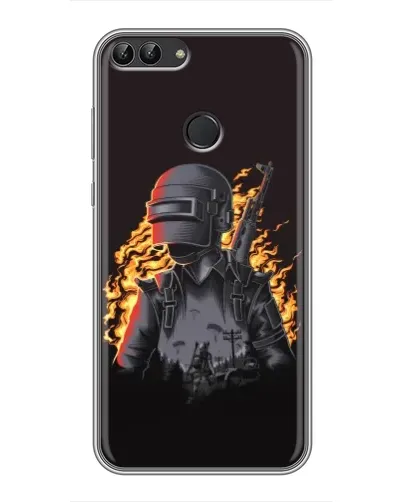 Чохол для Huawei P Smart (Enjoy 7s, FIG-LA1) з картинкою «PUBG — вогняний силует»