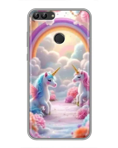 Чохол для Huawei P Smart (Enjoy 7s, FIG-LA1) з картинкою «Веселка і єдинороги»