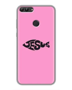 Чехол для Huawei P Smart (Enjoy 7s, FIG-LA1) с картинкой «Розовый символ  Jesus»