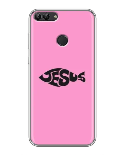 Чехол для Huawei P Smart (Enjoy 7s, FIG-LA1) с картинкой «Розовый символ  Jesus»
