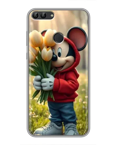 Чохол для Huawei P Smart (Enjoy 7s, FIG-LA1) з картинкою «Міккі з тюльпанами»
