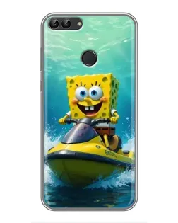 Чохол для Huawei P Smart (Enjoy 7s, FIG-LA1) з картинкою «Спанч Боб на гідроциклі»