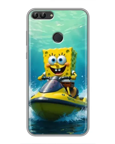 Чохол для Huawei P Smart (Enjoy 7s, FIG-LA1) з картинкою «Спанч Боб на гідроциклі»