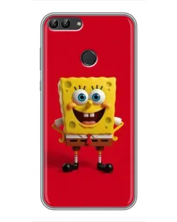 Чохол для Huawei P Smart (Enjoy 7s, FIG-LA1) з картинкою «Спанч Боб на червоному»