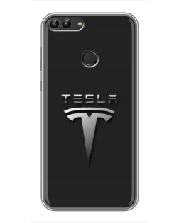 Чохол для Huawei P Smart (Enjoy 7s, FIG-LA1) з картинкою «Сталевий логотип Tesla»