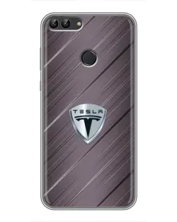 Чохол для Huawei P Smart (Enjoy 7s, FIG-LA1) з картинкою «Металева текстура Tesla»