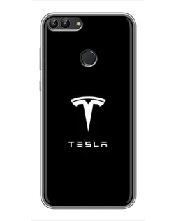 Чохол для Huawei P Smart (Enjoy 7s, FIG-LA1) з картинкою «Tesla White Logo»
