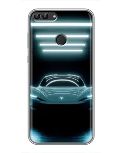 Чохол для Huawei P Smart (Enjoy 7s, FIG-LA1) з картинкою «Tesla в неоні»
