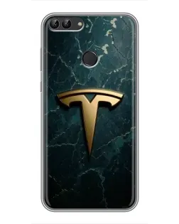 Чохол для Huawei P Smart (Enjoy 7s, FIG-LA1) з картинкою «Мармурова Tesla Gold»