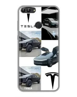 Чохол для Huawei P Smart (Enjoy 7s, FIG-LA1) з картинкою «Колаж Cybertruck Tesla»