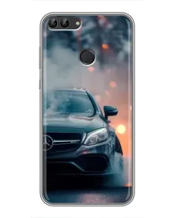 Чехол для Huawei P Smart (Enjoy 7s, FIG-LA1) с картинкой «Mercedes — ночной город»