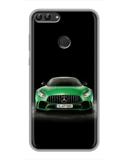 Чехол для Huawei P Smart (Enjoy 7s, FIG-LA1) с картинкой «Mercedes — неоновый лого»