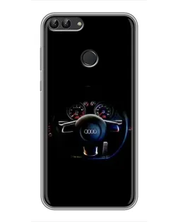 Чохол для Huawei P Smart (Enjoy 7s, FIG-LA1) з картинкою «Салон Audi — кермо»