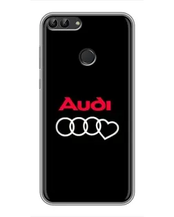 Чехол для Huawei P Smart (Enjoy 7s, FIG-LA1) с картинкой «Логотип Audi Heart»