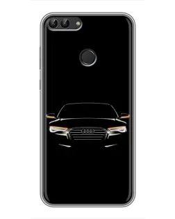 Чехол для Huawei P Smart (Enjoy 7s, FIG-LA1) с картинкой «Audi — ночной контур»