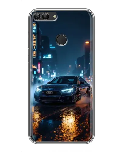 Чехол для Huawei P Smart (Enjoy 7s, FIG-LA1) с картинкой «Ночной город и Audi»