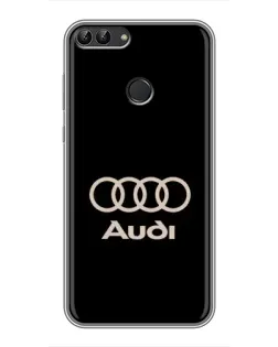Чехол для Huawei P Smart (Enjoy 7s, FIG-LA1) с картинкой «Audi — золотой логотип»